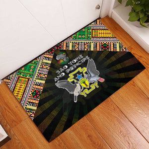 Sao Tome and Principe Roots Rubber Doormat African Pride in Fingerprint and Tribal Colors
