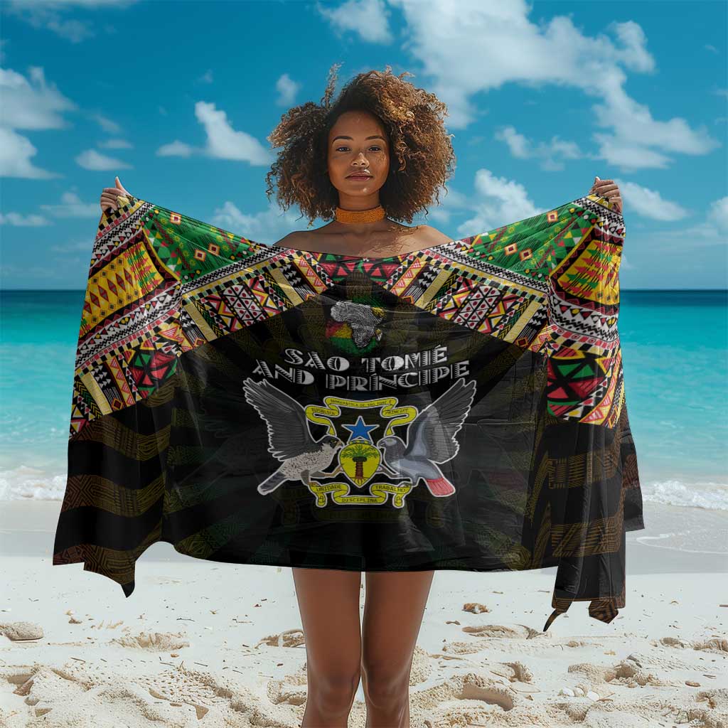 Sao Tome and Principe Roots Sarong African Pride in Fingerprint and Tribal Colors