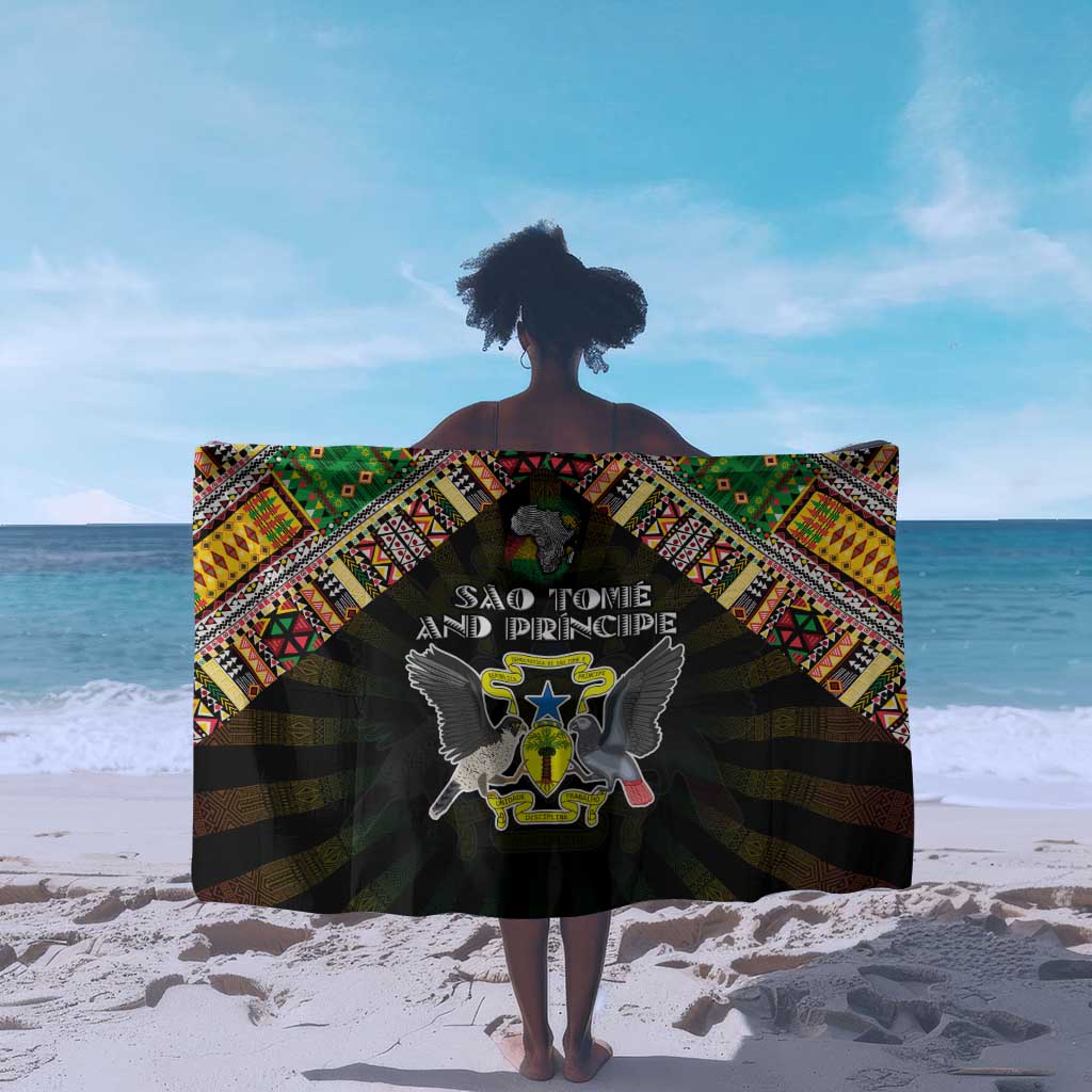 Sao Tome and Principe Roots Sarong African Pride in Fingerprint and Tribal Colors