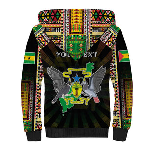 Personalized Sao Tome and Principe Roots Sherpa Hoodie African Pride in Fingerprint and Tribal Colors