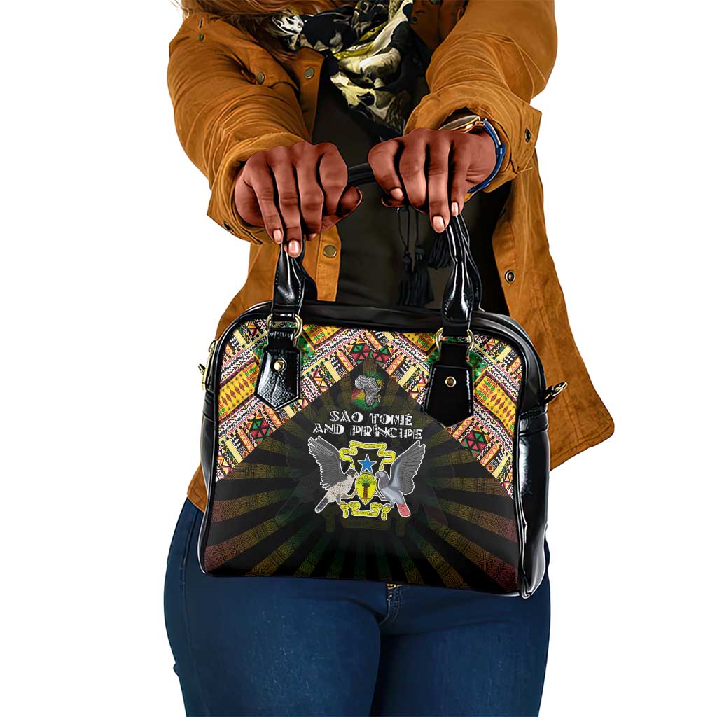 Sao Tome and Principe Roots Shoulder Handbag African Pride in Fingerprint and Tribal Colors