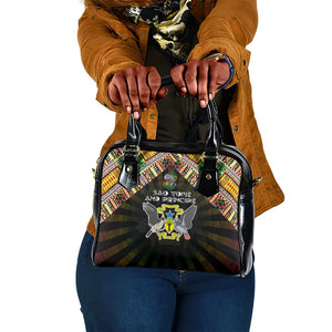 Sao Tome and Principe Roots Shoulder Handbag African Pride in Fingerprint and Tribal Colors
