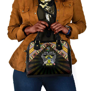 Sao Tome and Principe Roots Shoulder Handbag African Pride in Fingerprint and Tribal Colors