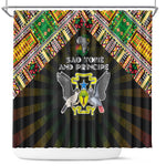 Sao Tome and Principe Roots Shower Curtain African Pride in Fingerprint and Tribal Colors