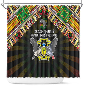 Sao Tome and Principe Roots Shower Curtain African Pride in Fingerprint and Tribal Colors