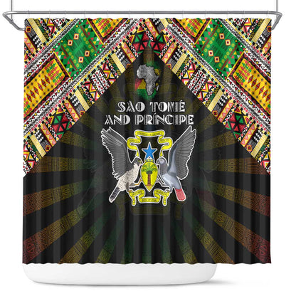 Sao Tome and Principe Roots Shower Curtain African Pride in Fingerprint and Tribal Colors