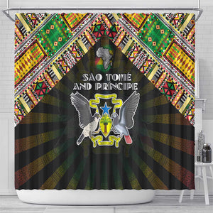 Sao Tome and Principe Roots Shower Curtain African Pride in Fingerprint and Tribal Colors