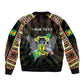 Personalized Sao Tome and Principe Roots Sleeve Zip Bomber Jacket African Pride in Fingerprint and Tribal Colors