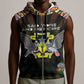 Personalized Sao Tome and Principe Roots Sleeveless Zip Hoodie African Pride in Fingerprint and Tribal Colors - African Pride
