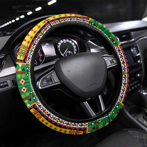 Sao Tome and Principe Roots Steering Wheel Cover African Pride in Fingerprint and Tribal Colors