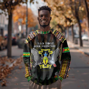 Personalized Sao Tome and Principe Roots Sweatshirt African Pride in Fingerprint and Tribal Colors