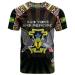Personalized Sao Tome and Principe Roots T shirt African Pride in Fingerprint and Tribal Colors