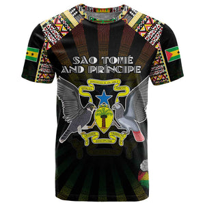 Personalized Sao Tome and Principe Roots T shirt African Pride in Fingerprint and Tribal Colors