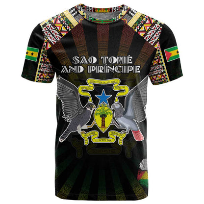 Personalized Sao Tome and Principe Roots T shirt African Pride in Fingerprint and Tribal Colors
