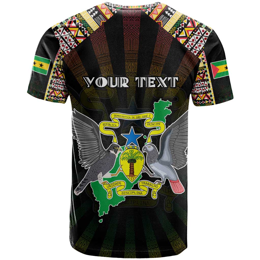 Personalized Sao Tome and Principe Roots T shirt African Pride in Fingerprint and Tribal Colors