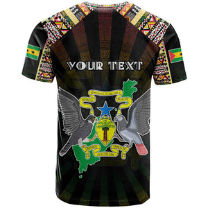Personalized Sao Tome and Principe Roots T shirt African Pride in Fingerprint and Tribal Colors