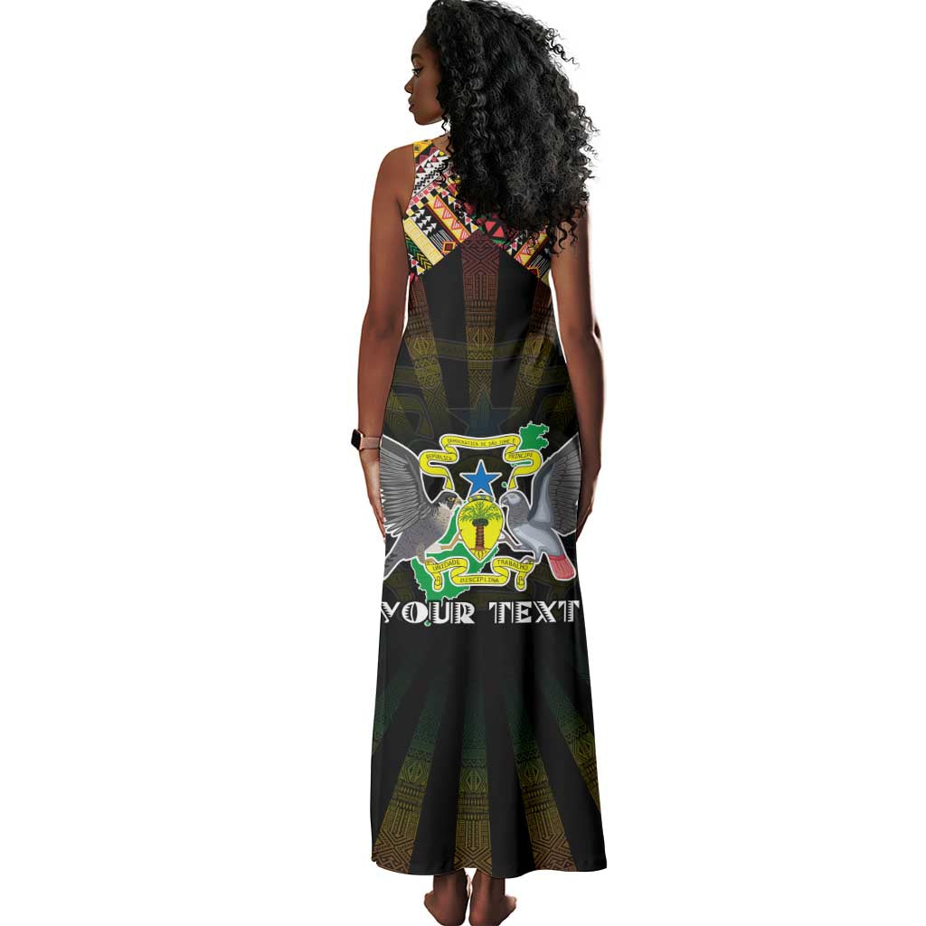 Personalized Sao Tome and Principe Roots Tank Maxi Dress African Pride in Fingerprint and Tribal Colors