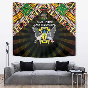 Sao Tome and Principe Roots Tapestry African Pride in Fingerprint and Tribal Colors