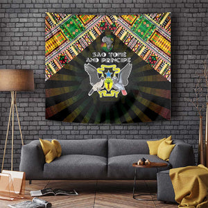 Sao Tome and Principe Roots Tapestry African Pride in Fingerprint and Tribal Colors