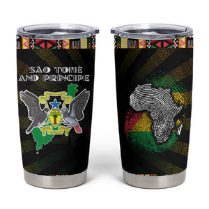 Sao Tome and Principe Roots Tumbler Cup African Pride in Fingerprint and Tribal Colors