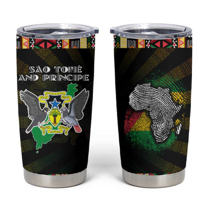 Sao Tome and Principe Roots Tumbler Cup African Pride in Fingerprint and Tribal Colors