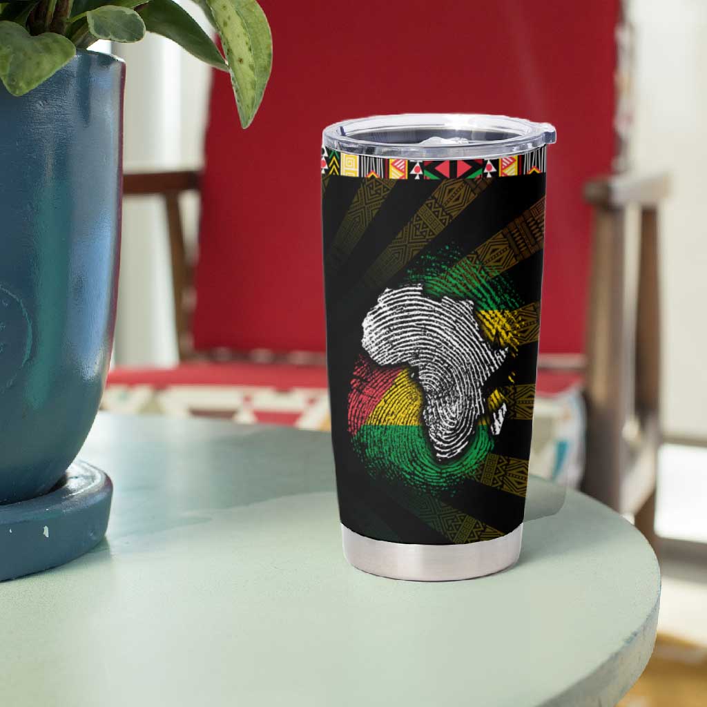 Sao Tome and Principe Roots Tumbler Cup African Pride in Fingerprint and Tribal Colors