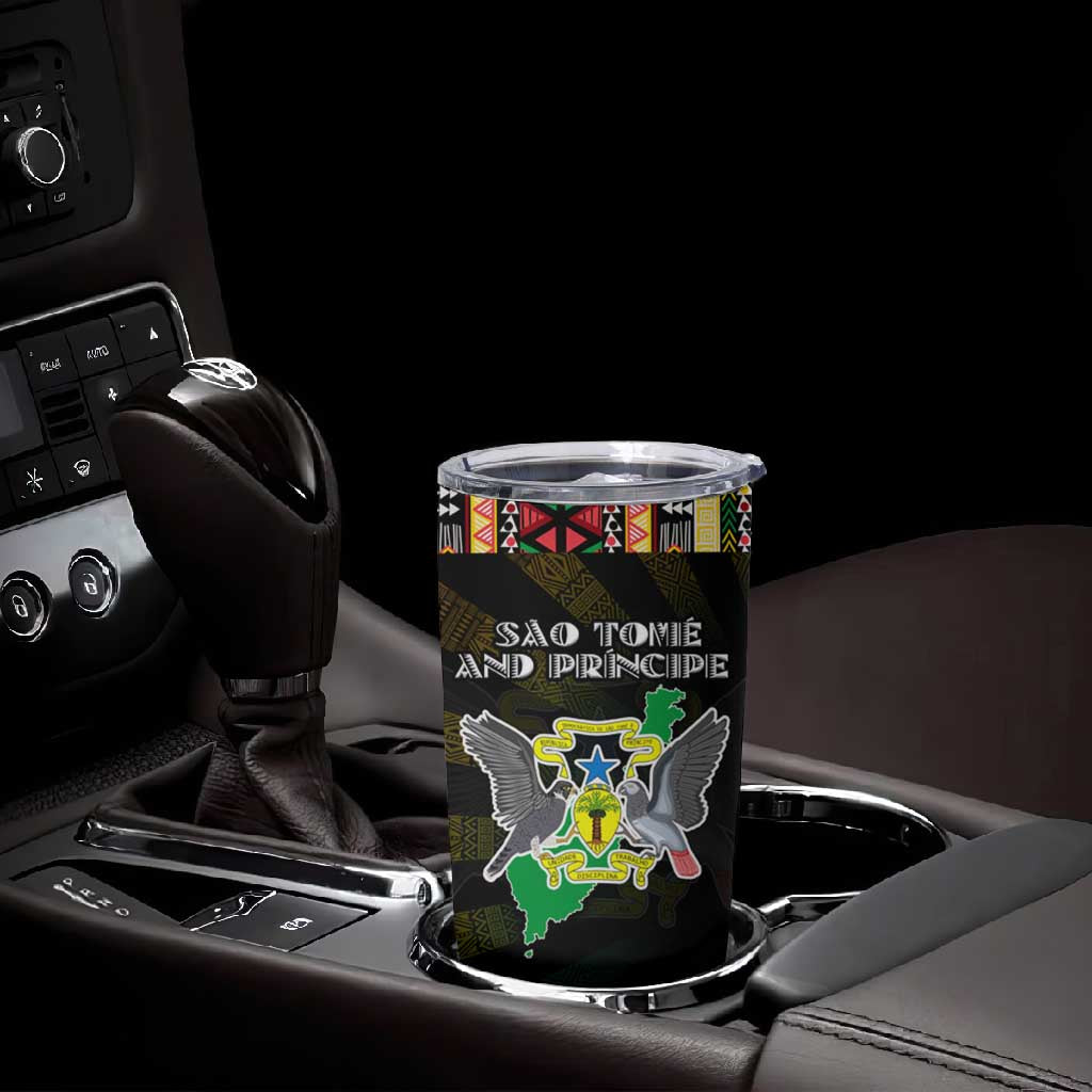 Sao Tome and Principe Roots Tumbler Cup African Pride in Fingerprint and Tribal Colors
