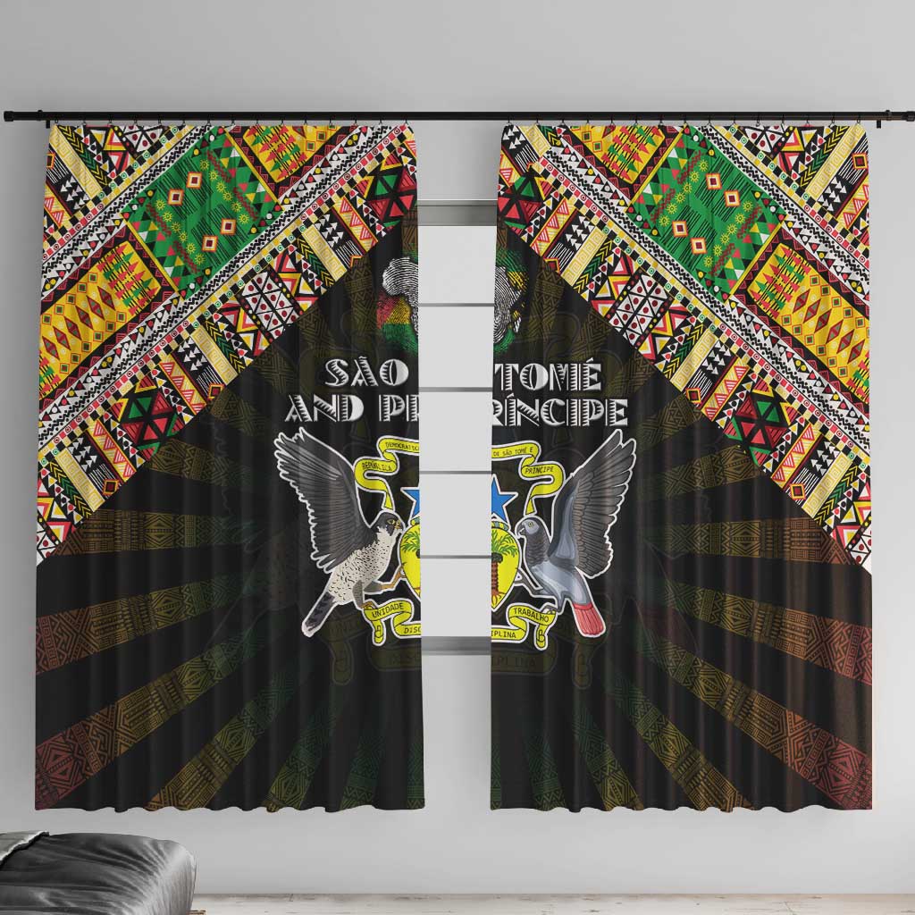 Sao Tome and Principe Roots Window Curtain African Pride in Fingerprint and Tribal Colors