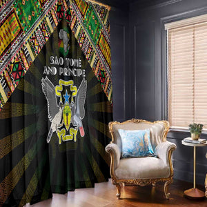 Sao Tome and Principe Roots Window Curtain African Pride in Fingerprint and Tribal Colors