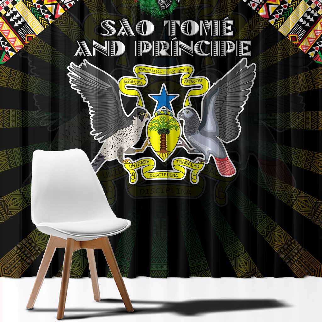 Sao Tome and Principe Roots Window Curtain African Pride in Fingerprint and Tribal Colors