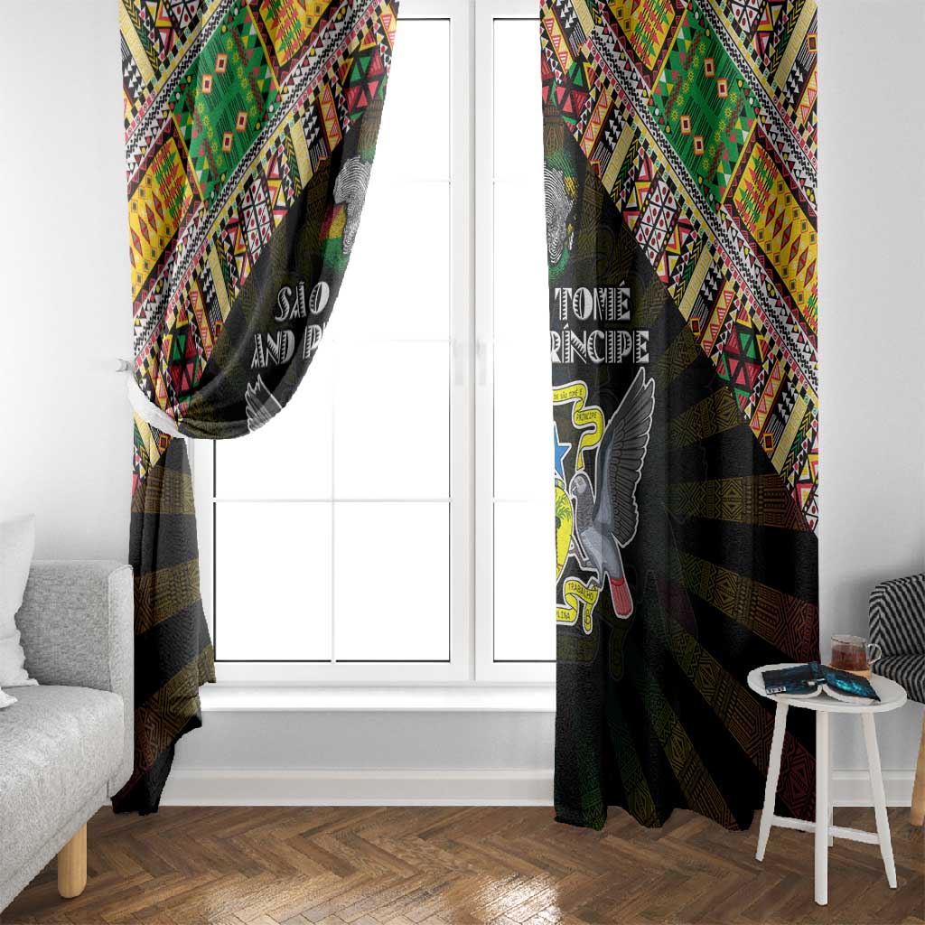 Sao Tome and Principe Roots Window Curtain African Pride in Fingerprint and Tribal Colors