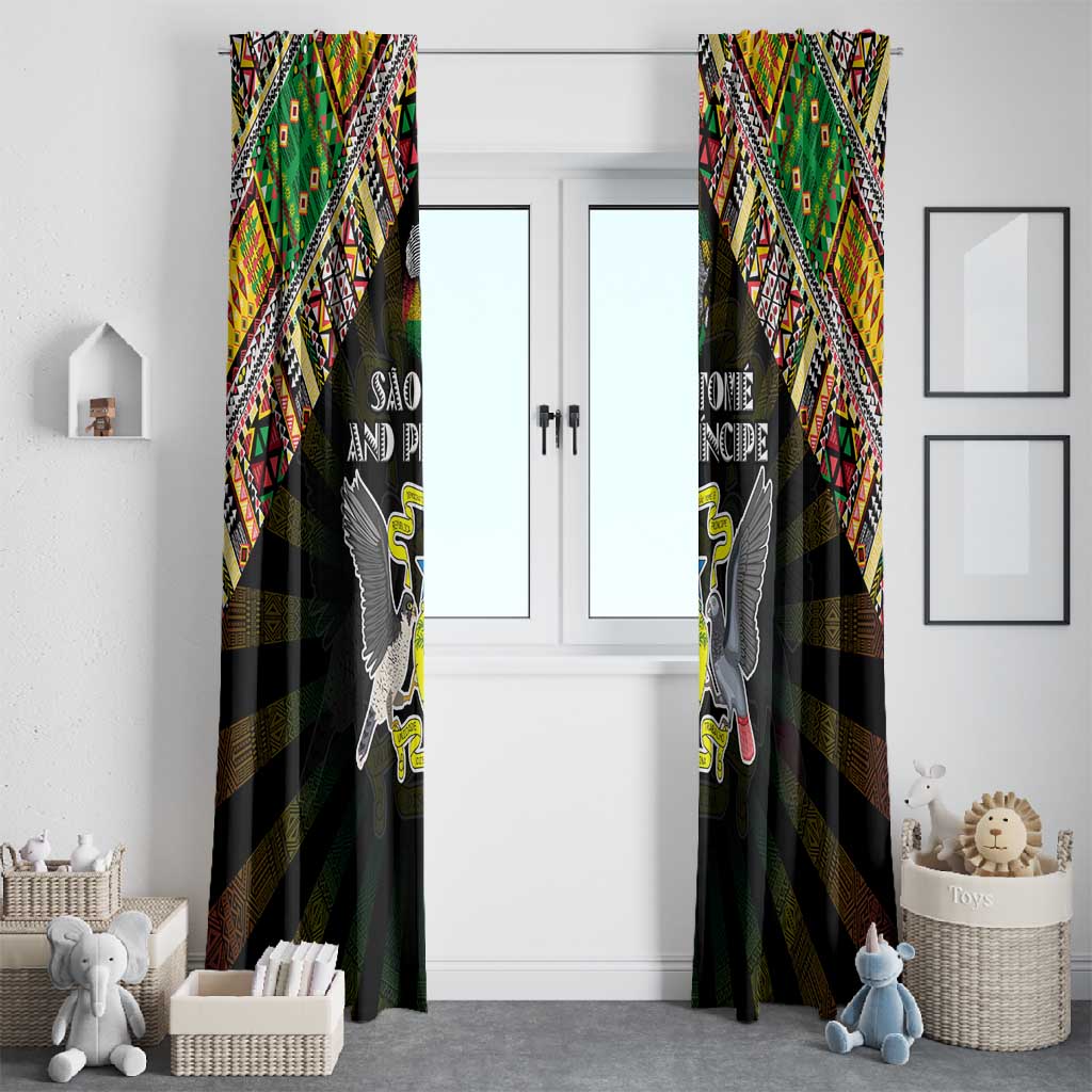 Sao Tome and Principe Roots Window Curtain African Pride in Fingerprint and Tribal Colors