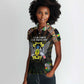 Personalized Sao Tome and Principe Roots Women Polo Shirt African Pride in Fingerprint and Tribal Colors