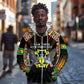 Personalized Sao Tome and Principe Roots Zip Hoodie African Pride in Fingerprint and Tribal Colors