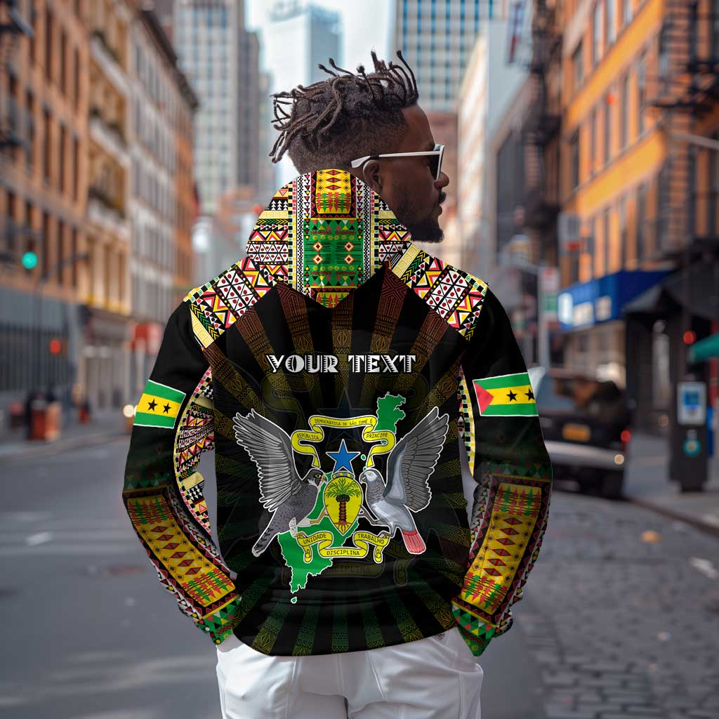 Personalized Sao Tome and Principe Roots Zip Hoodie African Pride in Fingerprint and Tribal Colors