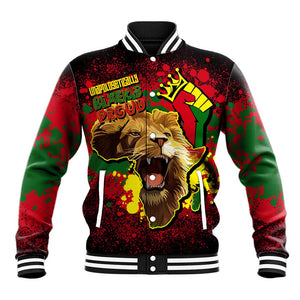 Unapologetically Black and Proud Baseball Jacket Africa Map with Lion DT02
