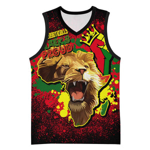 Unapologetically Black and Proud Basketball Jersey Africa Map with Lion - African Pride