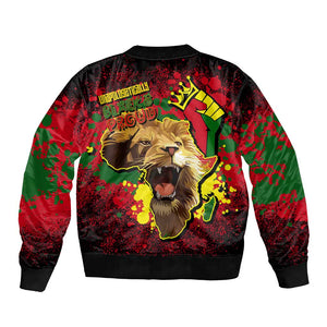 Unapologetically Black and Proud Bomber Jacket Africa Map with Lion