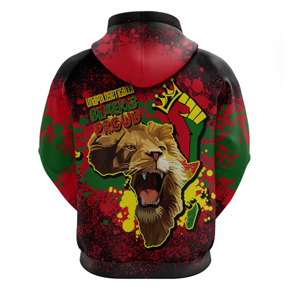 Unapologetically Black and Proud Hoodie Africa Map with Lion