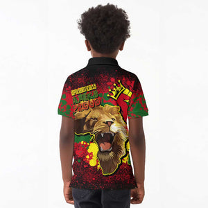 Unapologetically Black and Proud Kid Polo Shirt Africa Map with Lion