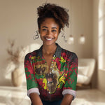 Unapologetically Black and Proud Women Casual Shirt Africa Map with Lion DT02