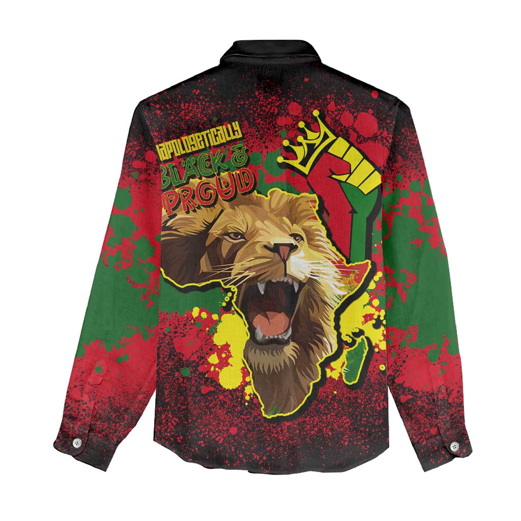 Unapologetically Black and Proud Women Casual Shirt Africa Map with Lion DT02