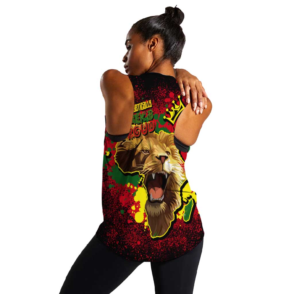 Unapologetically Black and Proud Women Racerback Tank Africa Map with Lion