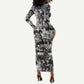 African Long Sleeve Bodycon Dress Black Power Images DT02