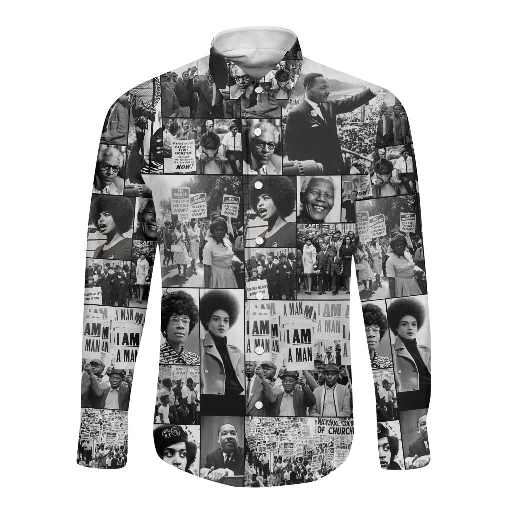 African Long Sleeve Button Shirt Black Power Images