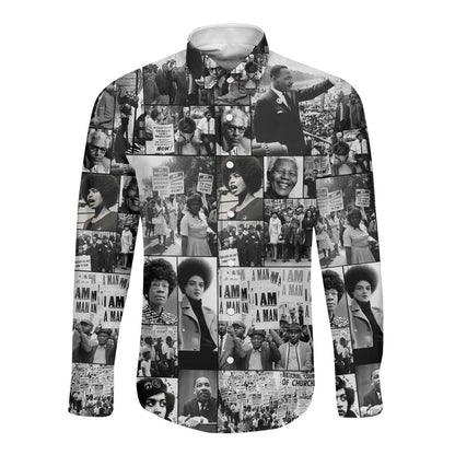 African Long Sleeve Button Shirt Black Power Images