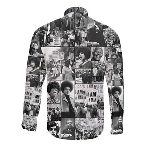African Long Sleeve Button Shirt Black Power Images
