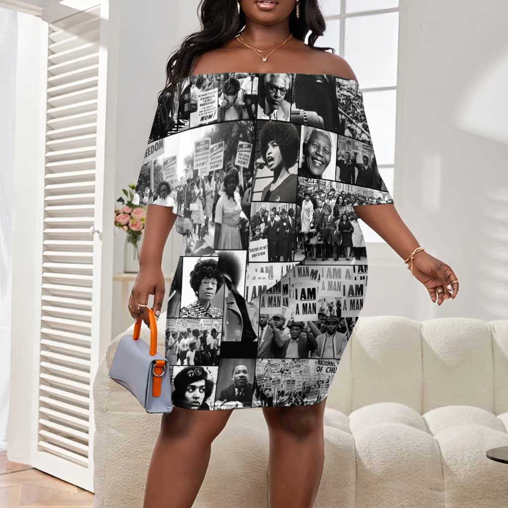 African Off Shoulder Short Dress Black Power Images