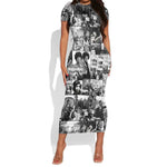 African Short Sleeve Bodycon Dress Black Power Images DT02