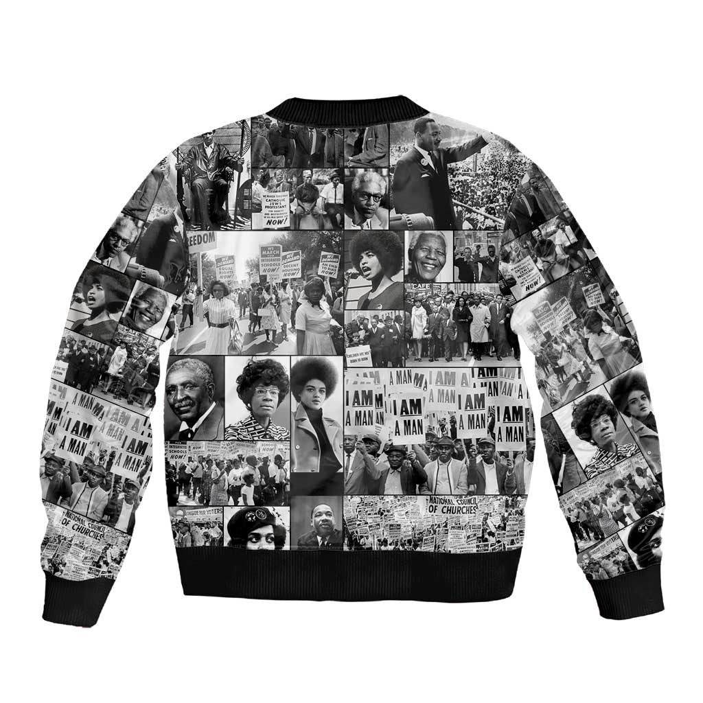African Sleeve Zip Bomber Jacket Black Power Images